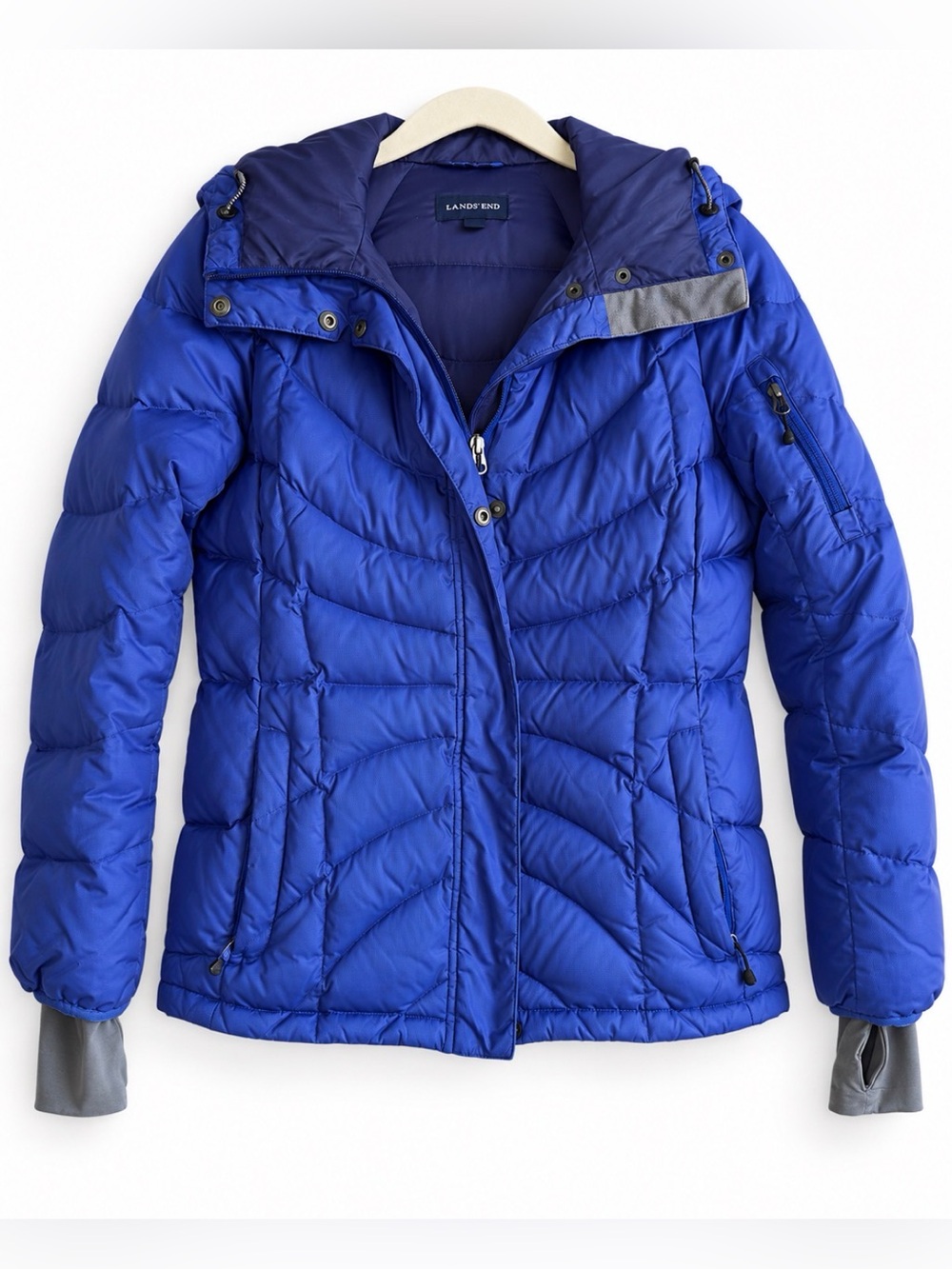 Women’s Lands’ End Blue/Purple Down Puffer Ski Jacket XS 2-4